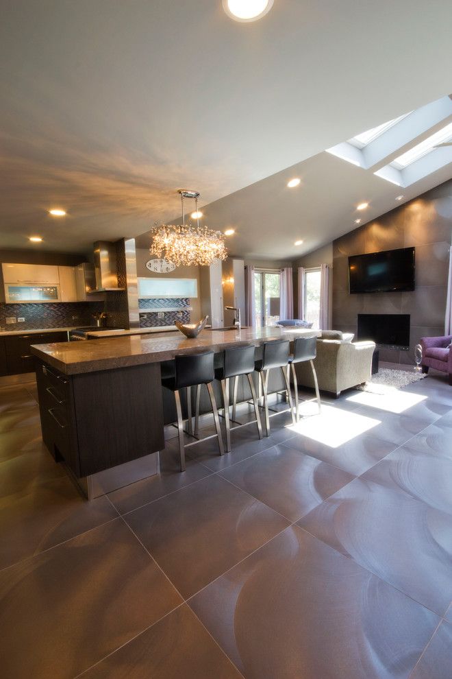 Barstool Chicago for a Contemporary Kitchen with a Slanted Ceiling and Stunning Interior Renovation by Jb Architecture Group, Inc.