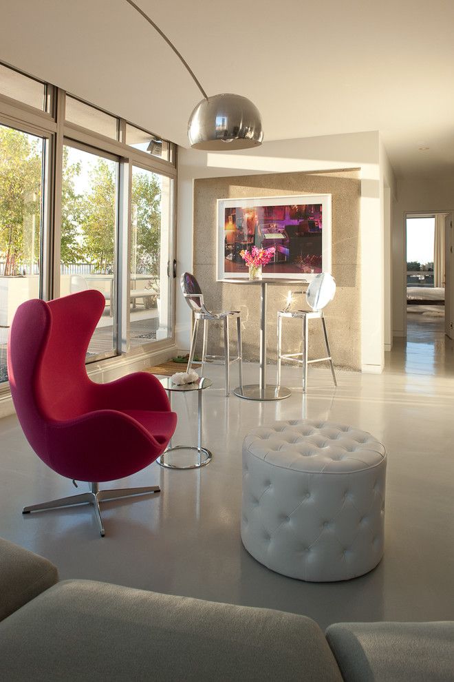 Barstool Chicago for a Modern Living Room with a White Walls and Jamesthomas, Llc by Jamesthomas Interiors