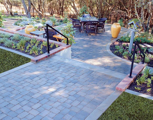 Basalite for a Traditional Landscape with a Paver Walkway and Walkway Pavers From Basalite by Basalite Concrete Products