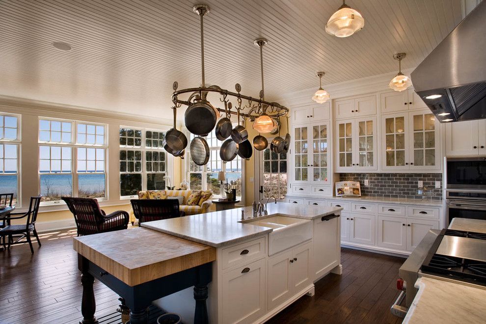 B&b Appliances for a Beach Style Kitchen with a Beadboard Ceiling and the Redfield Home by Mitch Wise Design,Inc.