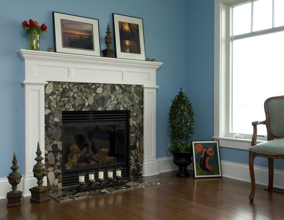 Bedrock Granite for a Traditional Spaces with a Bedrock Granite Fireplace and Lakeside Getaway by Designs by Dawn at the Lake Street Design Studio