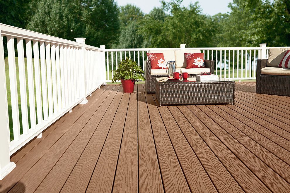 Bedroom Color Schemes for a  Deck with a White Railing and Fiberon by Fiberon Decking