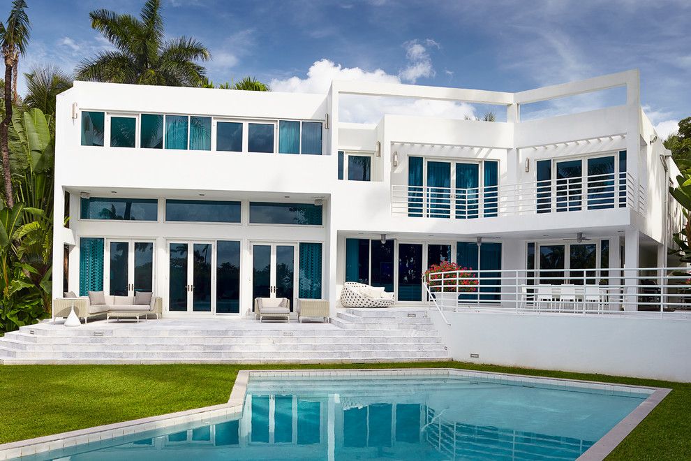 Bega Lighting for a Contemporary Exterior with a Clerestory Windows and Sunset Island Residence, Miami Beach by Brown Davis Interiors, Inc.