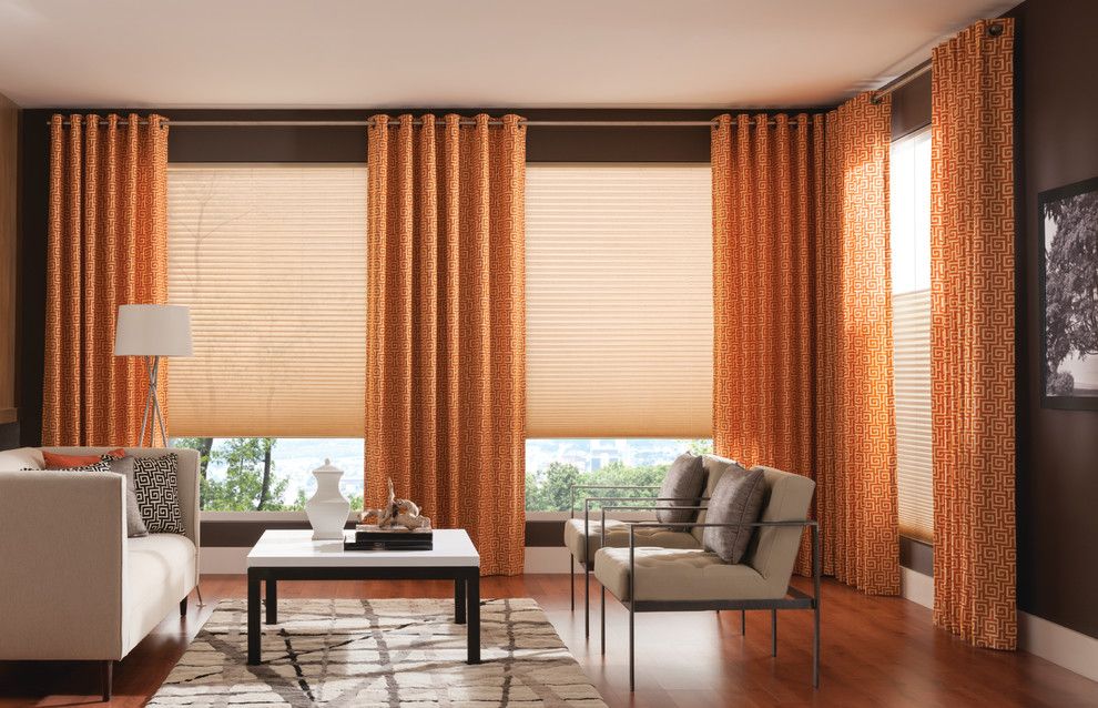 Behr Deckover Reviews for a Contemporary Living Room with a Drapes and Vibrant Drapery Panels by Budget Blinds