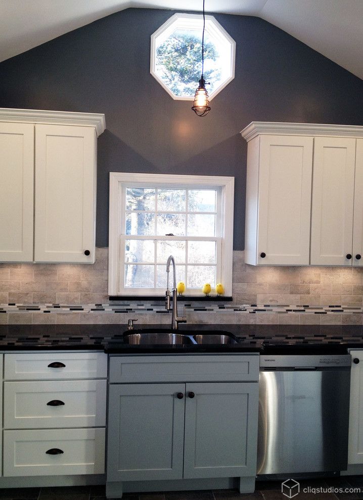 Behr Deckover Reviews for a Traditional Kitchen with a Painted White Cabinets and Multi Tone and Multi Finish Kitchens by Cliqstudios Cabinets