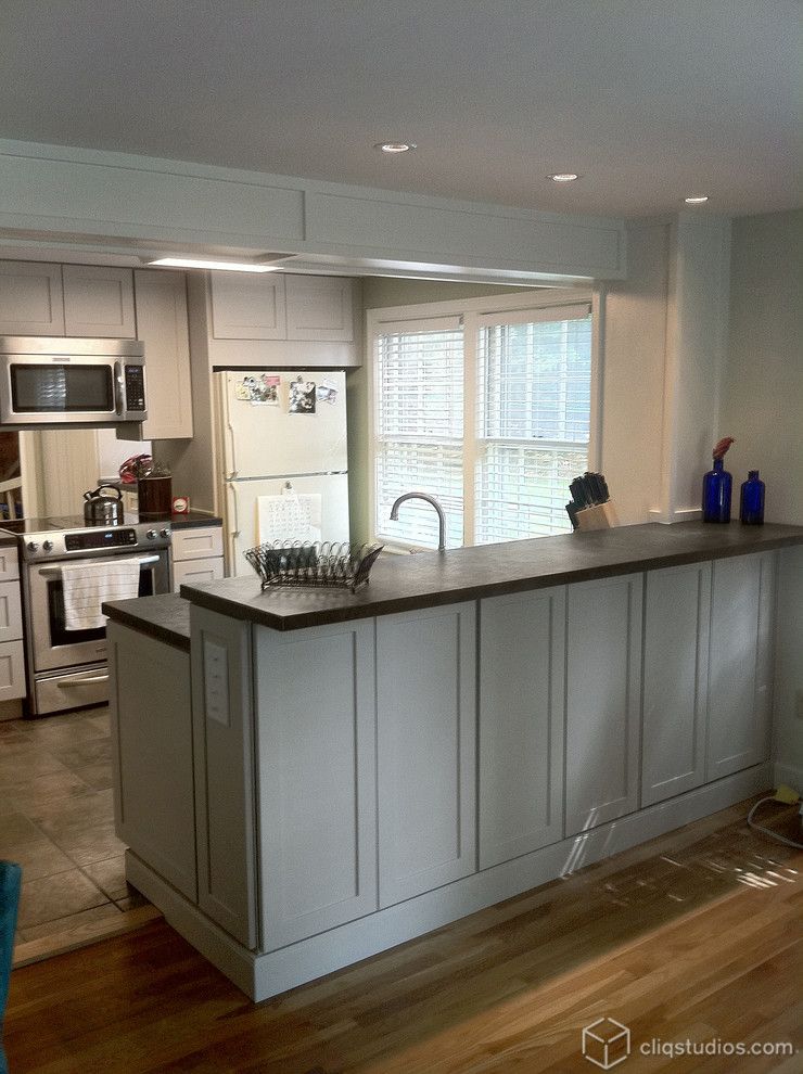 Behr Deckover Reviews for a Traditional Kitchen with a White Cabinets and Urban Stone Kitchen Remodel by Cliqstudios Cabinets