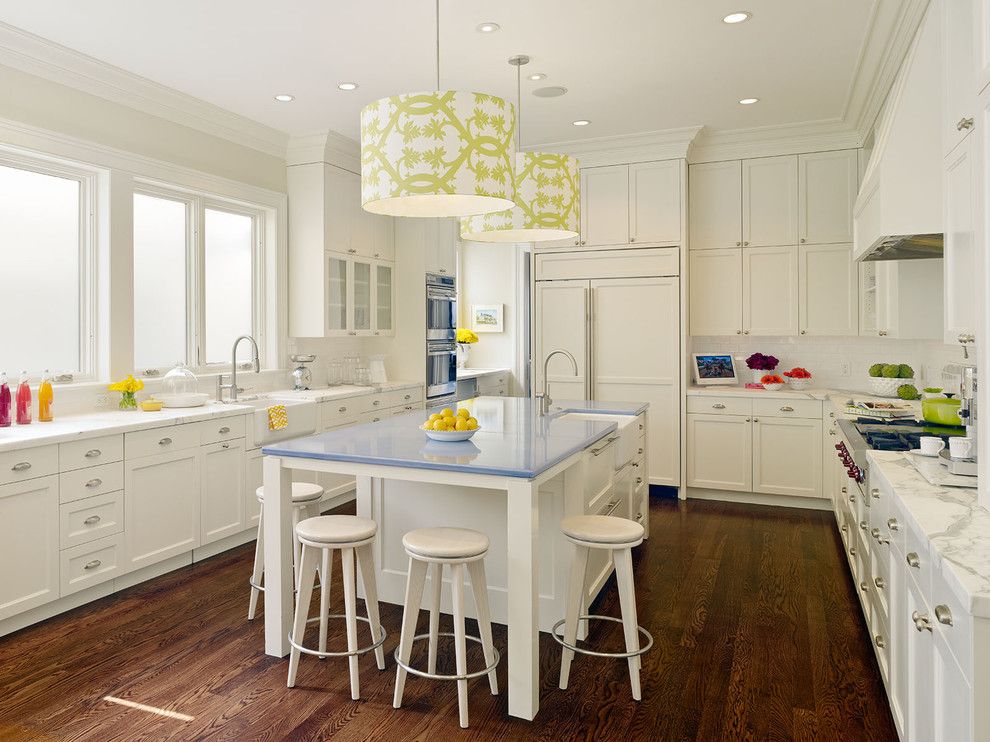 Behr Swiss Coffee for a Transitional Kitchen with a Farm Sink and Cow Hollow Historic Home by Matarozzi Pelsinger Builders