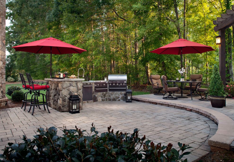 Belgard Pavers for a Traditional Patio with a Red Umbrellas and Past Projects by Overstream, Inc.