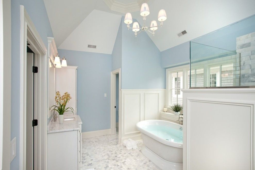 Benjamin Moore Beach Glass for a Traditional Bathroom with a Sloped Ceilings and Oakley Home Builders by Oakley Home Builders