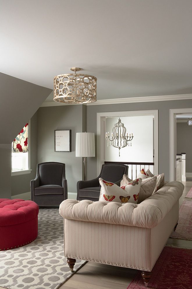 Benjamin Moore Coventry Gray for a Traditional Family Room with a Lounge Chairs and Bridge Street Residence Family Room by Martha O'hara Interiors