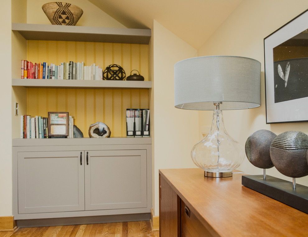 Benjamin Moore Dove White for a Modern Home Office with a Console Tables and Chatham, Ny Home Office by Bespoke Decor