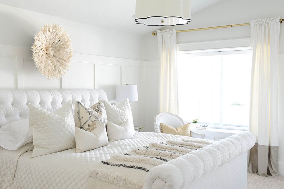 Benjamin Moore Dove White for a Transitional Bedroom with a Master Bedroom and Yorkston Home by Monika Hibbs