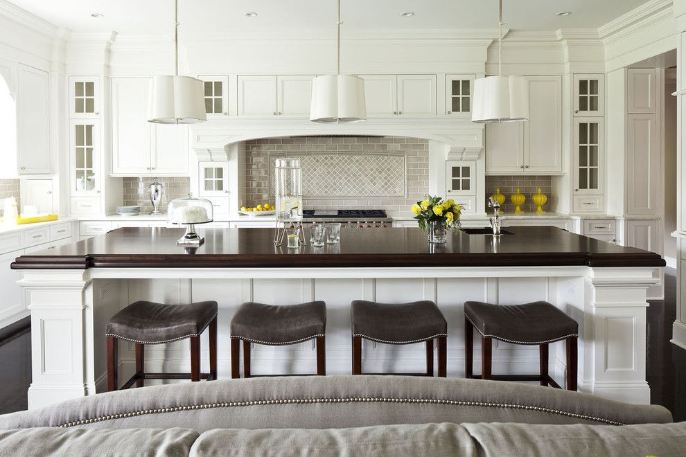 Benjamin Moore Dove White for a Transitional Kitchen with a Over Size Island and Parkwood Road Residence Kitchen by Martha O'hara Interiors