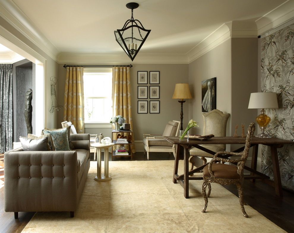 Benjamin Moore Edgecomb Gray for a Traditional Living Room with a End Table and J. Hirsch Interior Design Portfolio by J. Hirsch Interior Design, Llc