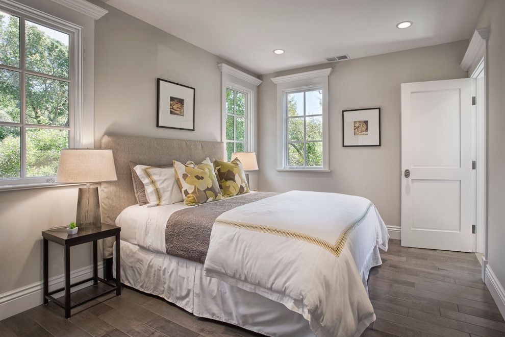 Benjamin Moore Grant Beige for a Traditional Bedroom with a White Window Trim and Mill Valley Estate by Kcs, Inc.