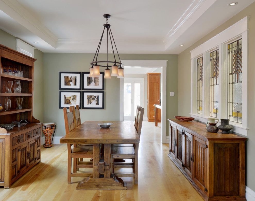 Benjamin Moore Grant Beige for a Traditional Dining Room with a Stained Glass Window and Cameron (Ottawa)  Project by Chuck Mills Design