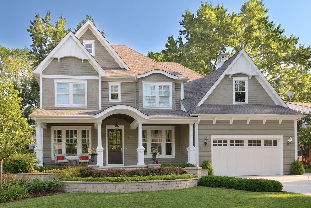 Benjamin Moore Gray Owl for a Traditional Exterior with a Roof Details and Bluegrass Living by Siena Custom Builders, Inc.