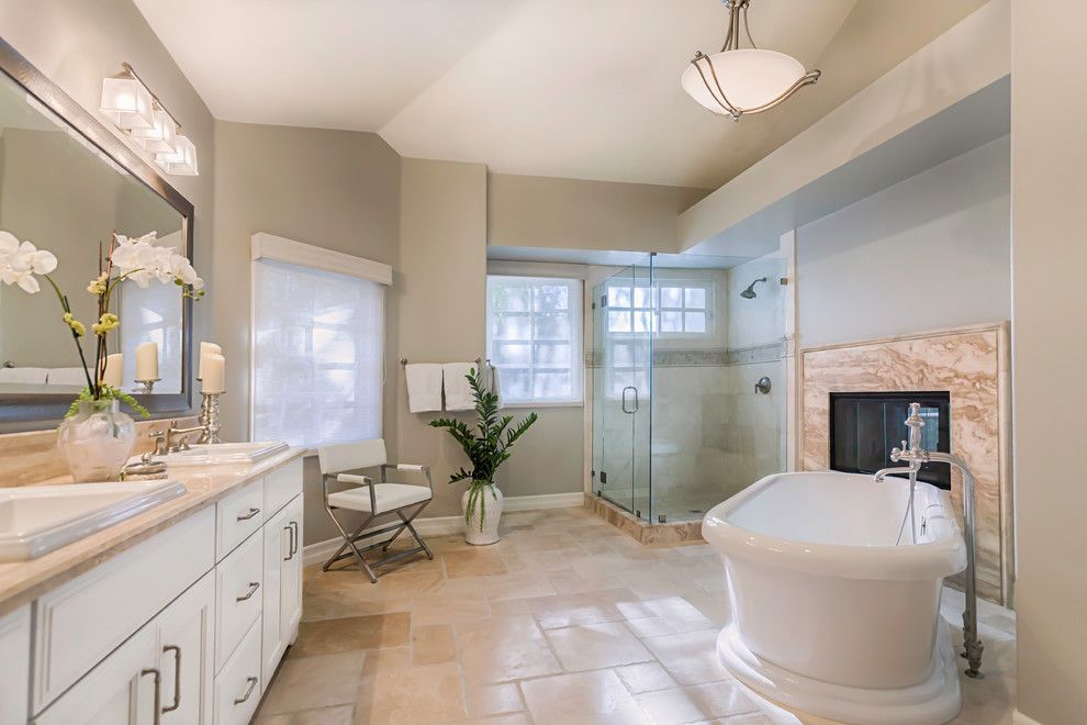 Benjamin Moore Guilford Green for a Transitional Bathroom with a Natural Light and Master Bath Renovation in Woodland Hills, Ca by Ferguson Bath, Kitchen & Lighting Gallery