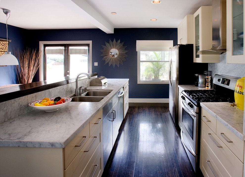 Benjamin Moore Hale Navy for a Contemporary Kitchen with a Wood Trim and Kitchen1 by Erica Islas  / Emi Interior Design, Inc.