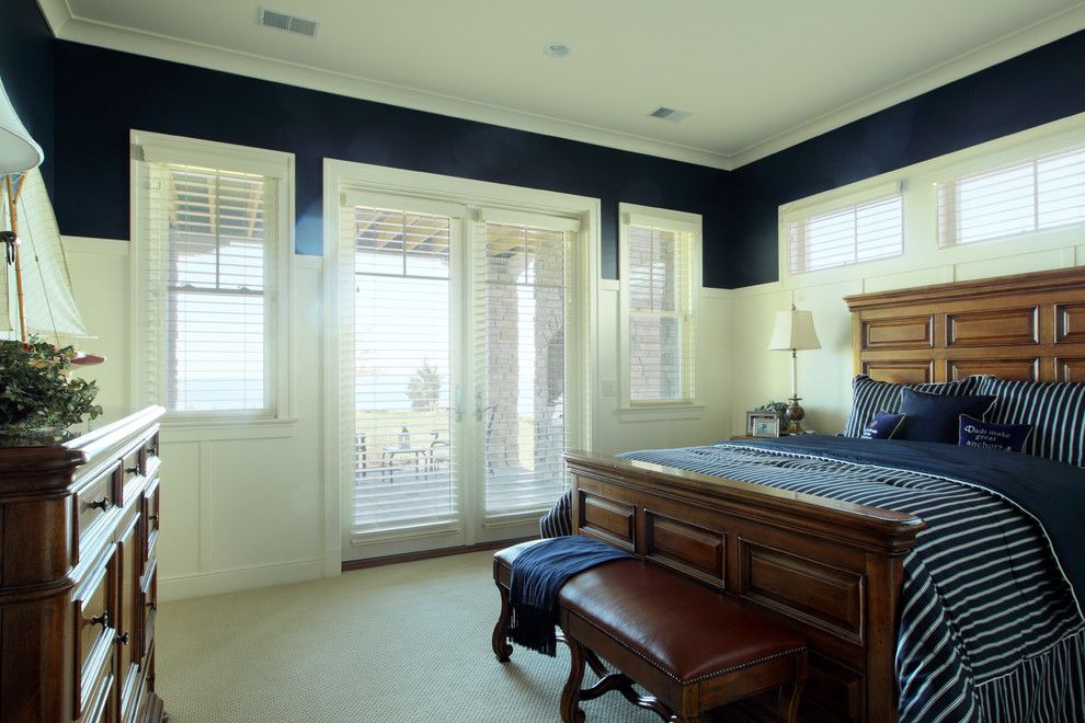 Benjamin Moore Hale Navy for a Traditional Bedroom with a Window Blinds and Bedroom by Visbeen Architects