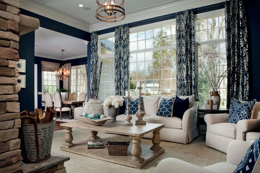 Benjamin Moore Hale Navy for a Traditional Living Room with a Decorative Lighting and Parade of Homes 2012 by Lgb Interiors