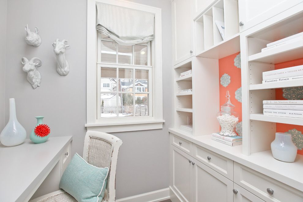 Benjamin Moore Paint Home Depot for a Contemporary Home Office with a Balloon Shades and Modern Cottage Dream Home in Edina by Refined Llc