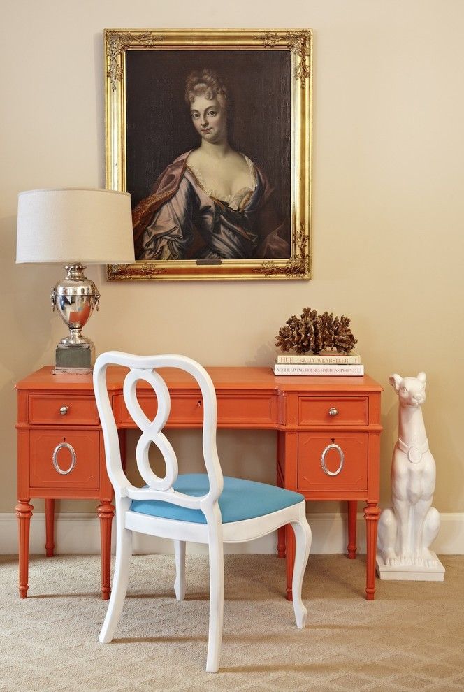 Benjamin Moore Paint Home Depot for a Transitional Home Office with a Vintage Pieces and Jill Sorensen by Jill Sorensen