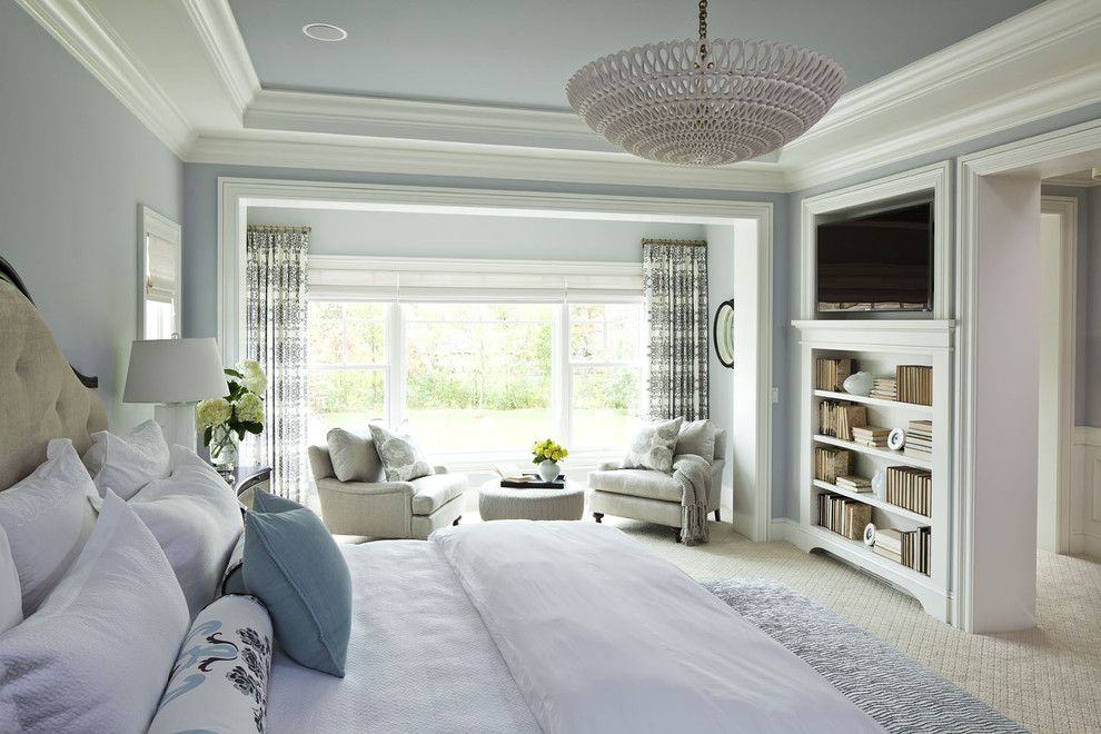 Benjamin Moore Quiet Moments for a Traditional Bedroom with a Interior Design and Parkwood Road Residence Master Bedroom by Martha O'hara Interiors