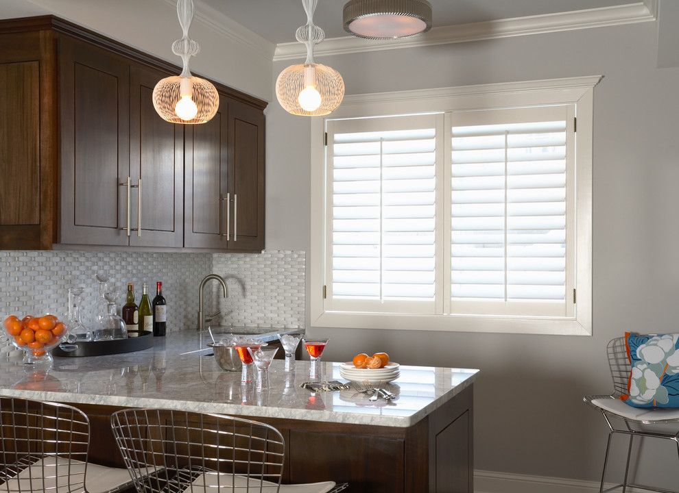 Benjamin Moore Silver Fox for a Transitional Kitchen with a Simple and Bruce Avenue Residence Lower Level Bar by Martha O'hara Interiors