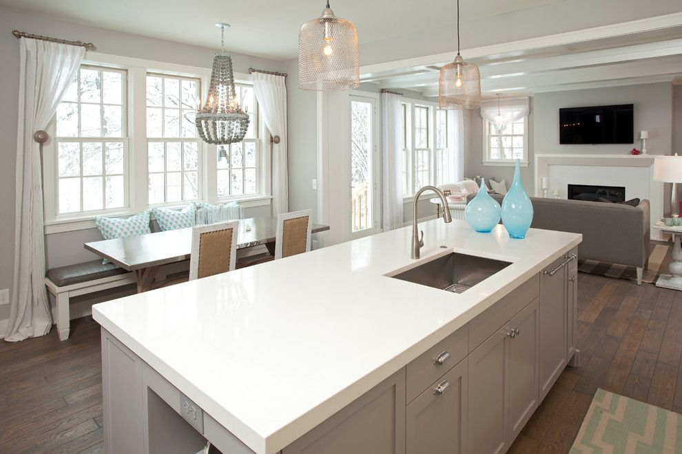 Benjamin Moore Wickham Gray for a Beach Style Kitchen with a Gray Cabinets and Coastal Casual by Refined Llc