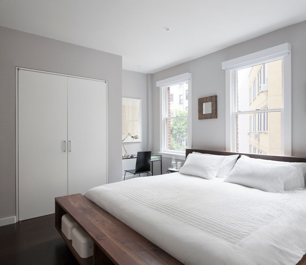 Benjamin Moore Wickham Gray for a Modern Bedroom with a Modern Bedroom and East Village Duplex by General Assembly
