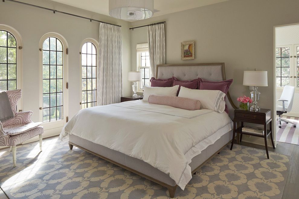 Benjamin Moore Wickham Gray for a Transitional Bedroom with a Blue and Master Bedroom   Lake of the Isles Parkway Residence by Martha O'hara Interiors