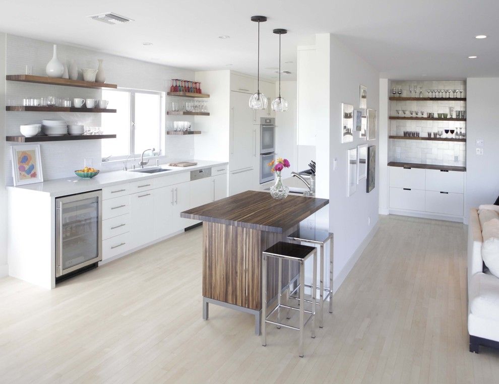 Berger Appliance for a Modern Kitchen with a Cabinet Front Refrigerator and Modern Kitchen by Cliff Spencer Furniture Maker