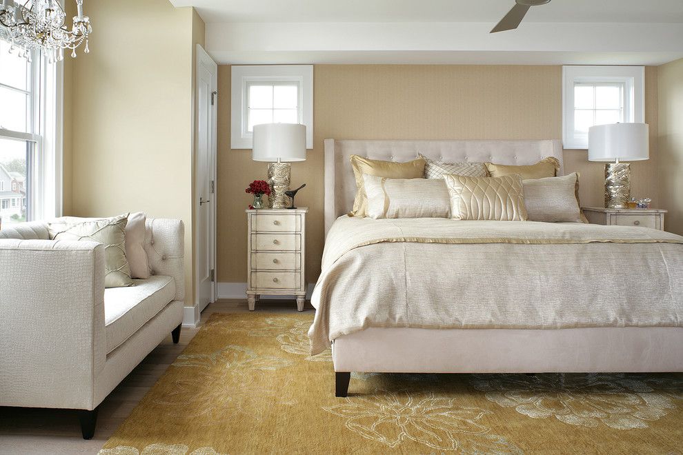 Bernhardt Interiors for a Transitional Bedroom with a Rugs Gold and Interior Design, Avon by Sea, Nj by Robert Legere Design