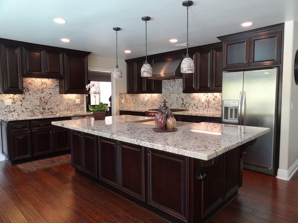 Bianco Antico Granite for a Traditional Kitchen with a Bianco Antico Kitchen Island and Yorba Linda  J.w Residence by Stone Studio,Inc.