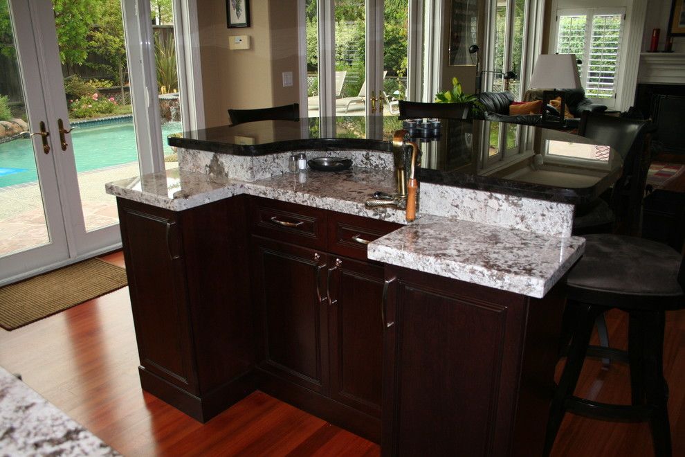 Bianco Antico Granite for a Traditional Kitchen with a Walk in Island and Morefield by Kitchens of Diablo