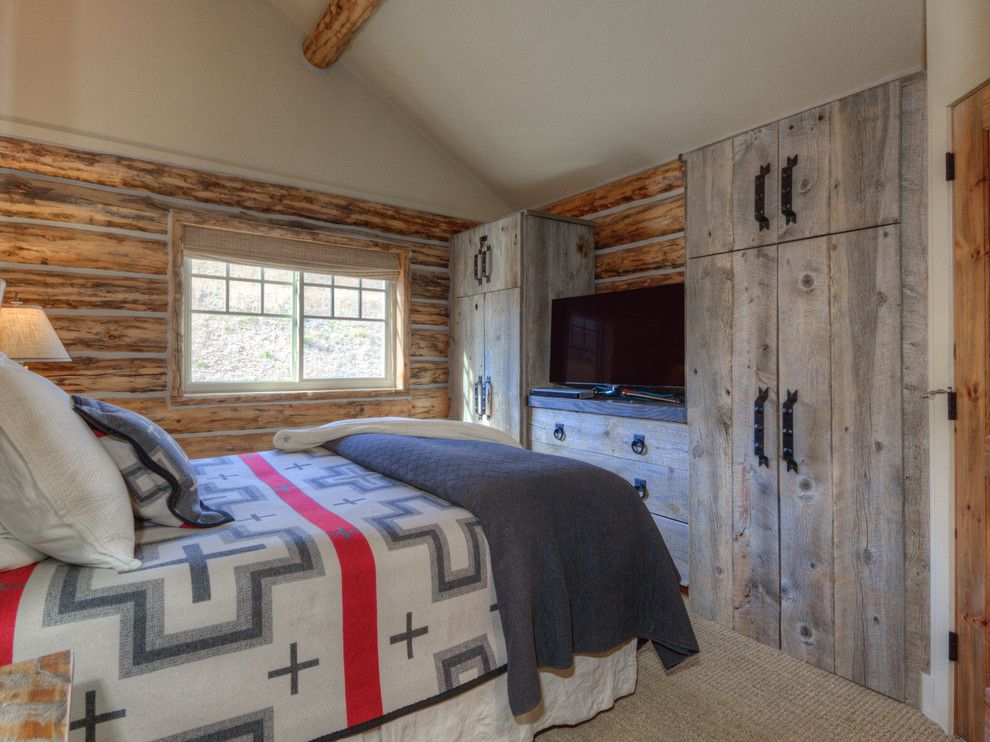 Big Sky Brokers for a Rustic Bedroom with a Big Sky Mt Interior Design and Cozy Big Sky Montana Ski Cabin Interior Design by Tatom Design Llc