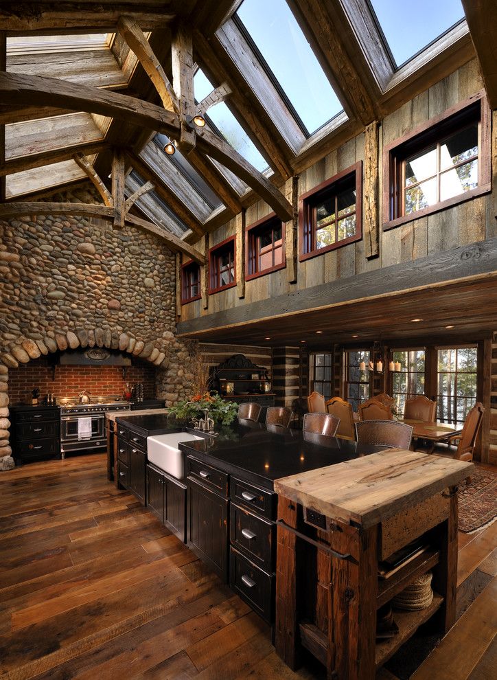 Big Sky Brokers for a Rustic Kitchen with a Clerestory and Lake Country Builders by Lake Country Builders