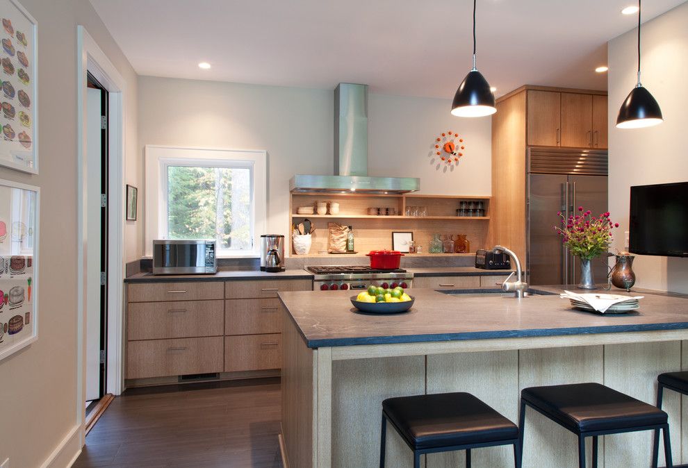 Bill Smith Appliances for a Contemporary Kitchen with a Doorway and Woodstock Retreat by Hall Smith Office Architecture