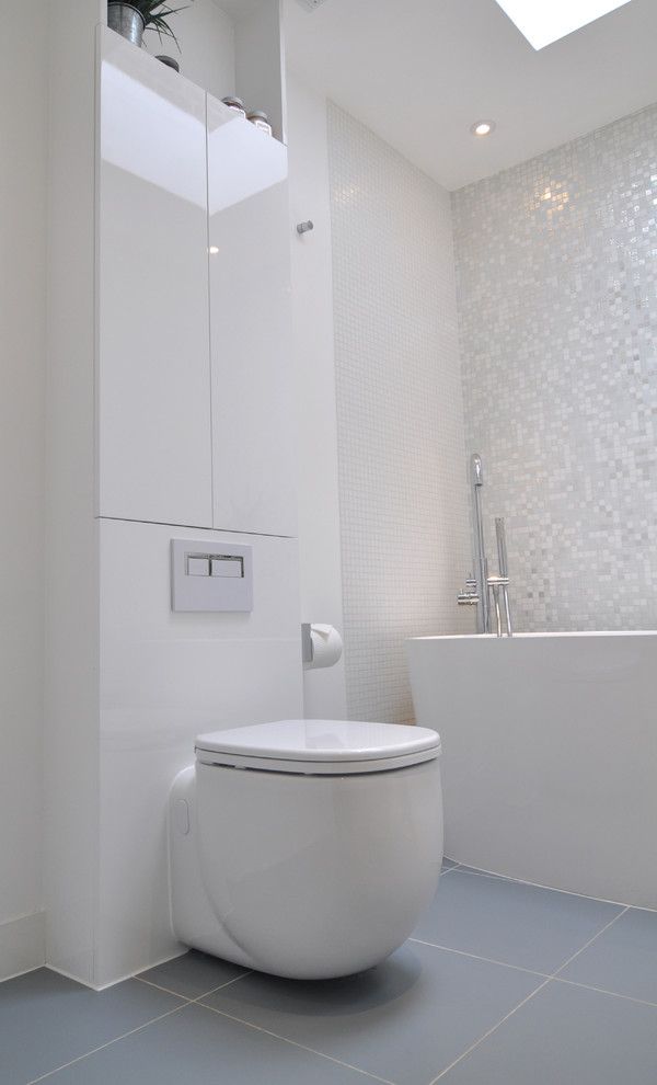 Bisazza for a Contemporary Bathroom with a Bathroom and Brilliant White Bathroom by Kia Designs