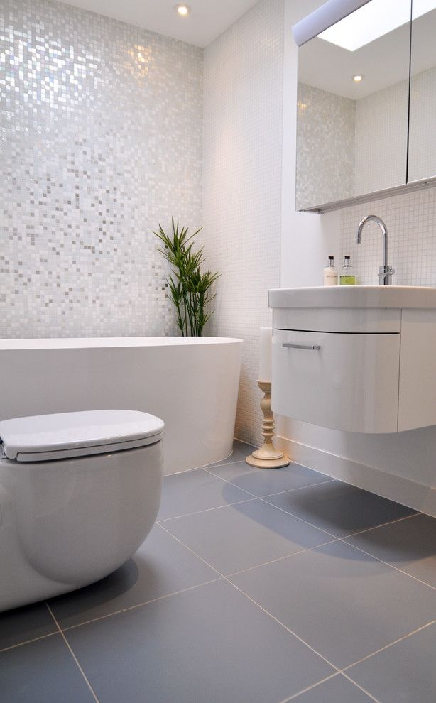 Bisazza for a Contemporary Bathroom with a Bisazza and Brilliant White Bathroom by Kia Designs