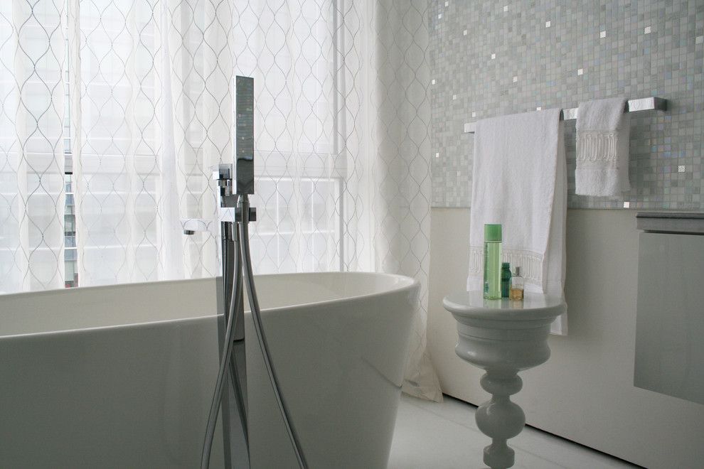 Bisazza for a Contemporary Bathroom with a End Table and Crystal's Penthouse by Studio Noo Design