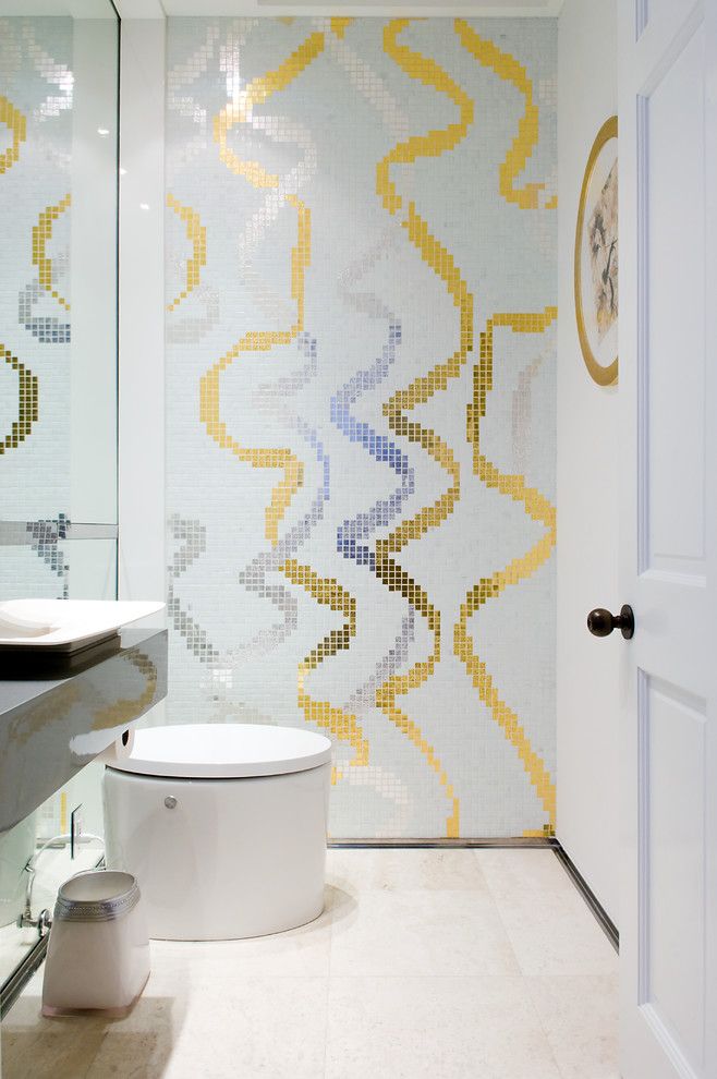 Bisazza for a Contemporary Powder Room with a Metallic and Critz Residence by Pepe Calderin Design  Modern Interior Design