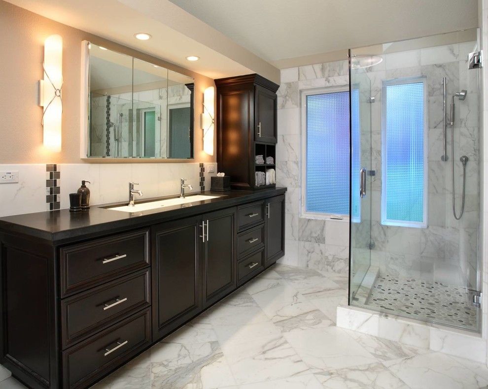 Blackhawk Hardware for a Contemporary Bathroom with a Hardware and Blackhawk Remodel by Culbertson Durst Interiors