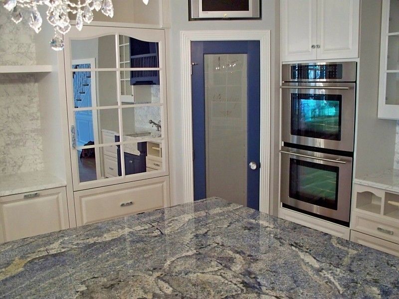 Blue Bahia Granite for a Traditional Kitchen with a Paneled Cabinet Ends and Kitchen by Beaglesdoitbetter