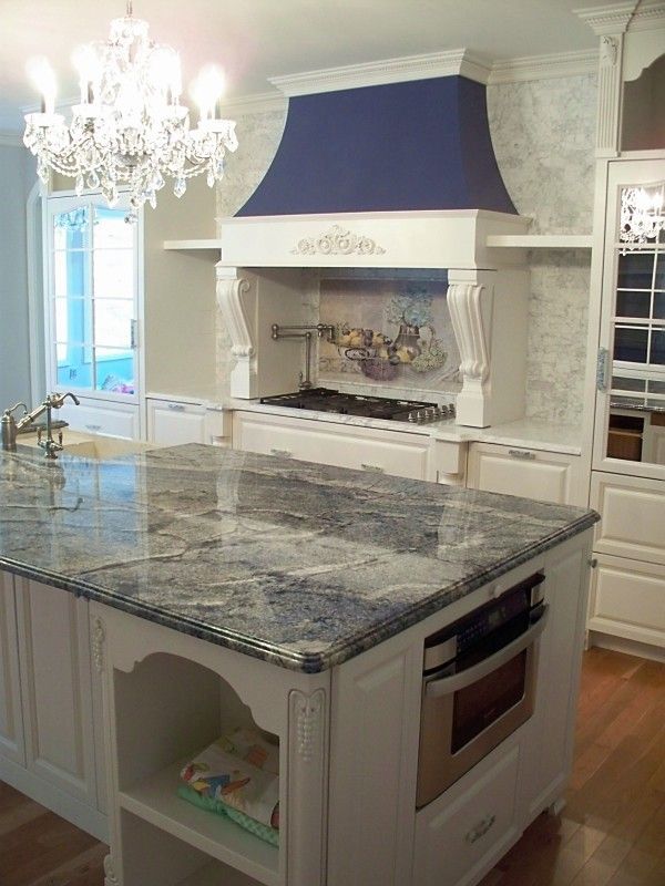 Blue Bahia Granite for a Traditional Kitchen with a Utensil Drawers and Kitchen by Beaglesdoitbetter