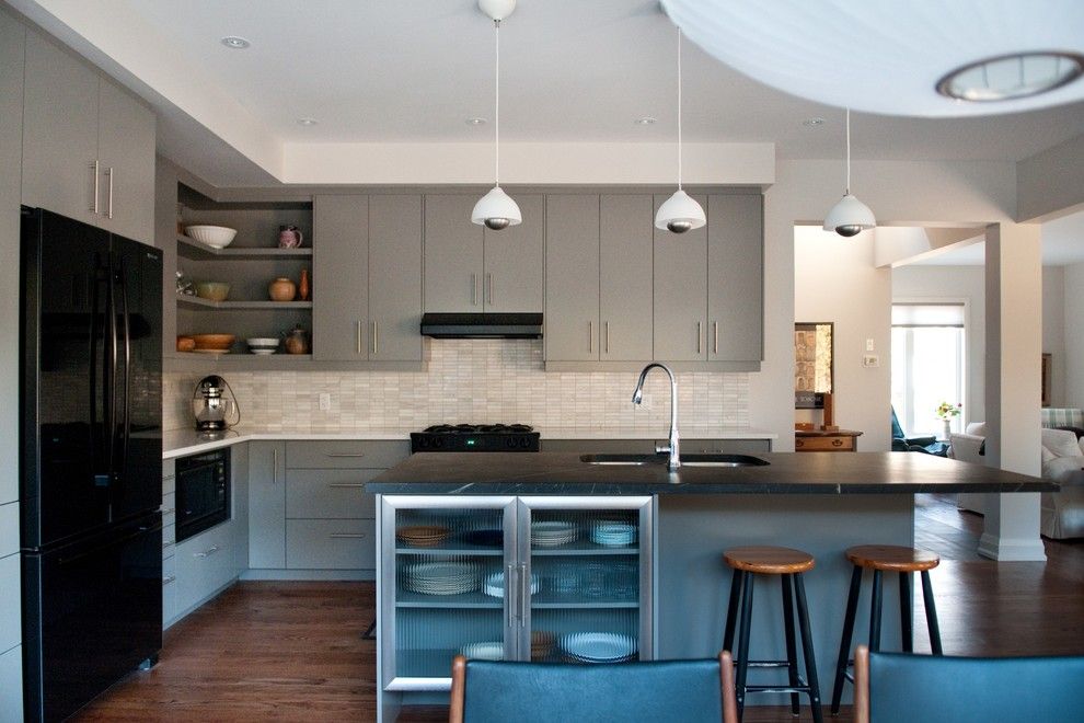 Bob Wallace Appliance for a Modern Kitchen with a Soapstone and Heather & Bob by Cabinetworks Plus