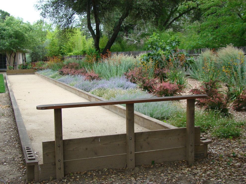 Bocce Ball Court for a Mediterranean Landscape with a Bocce Ball Courts and Bocce Ball Courts by Autumn Skies Landscapes