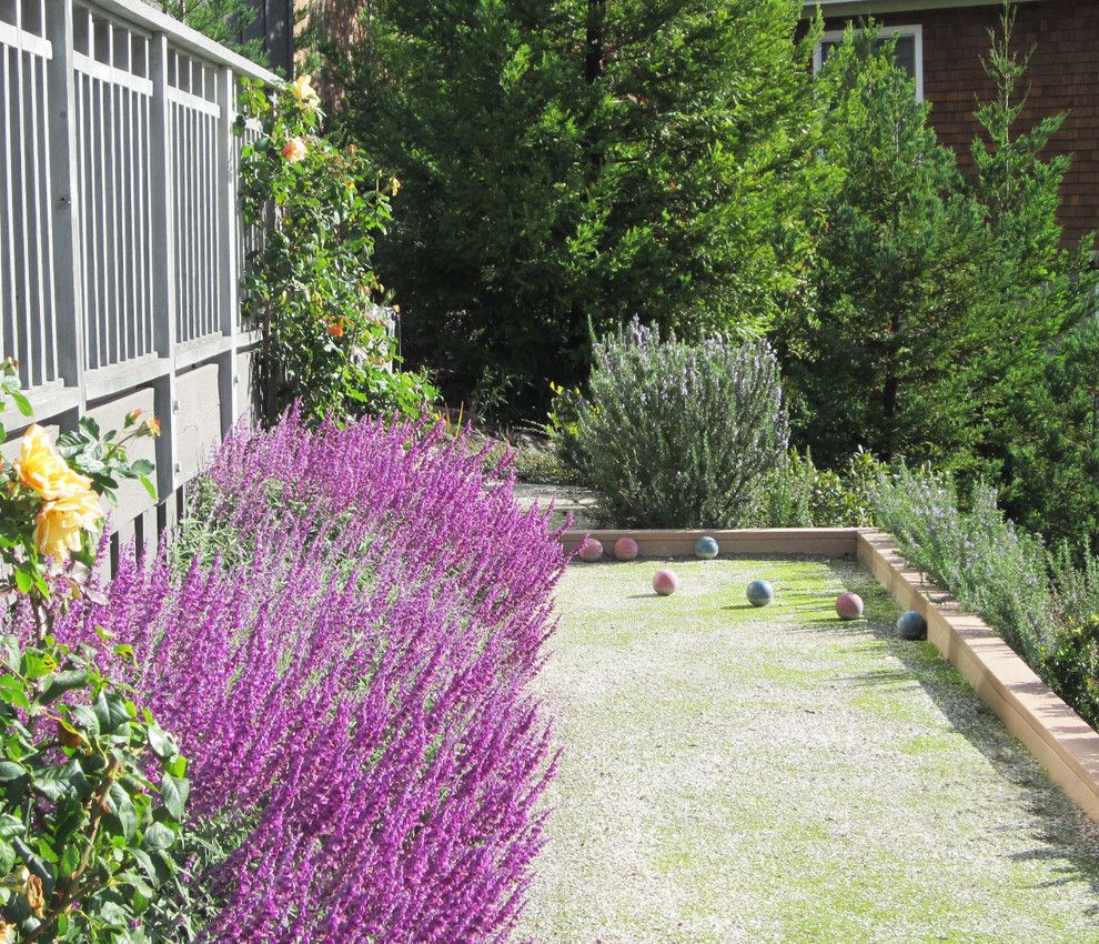 Bocce Court for a Traditional Landscape with a Bocce Court and San Anselmo Residence by Pedersen Associates