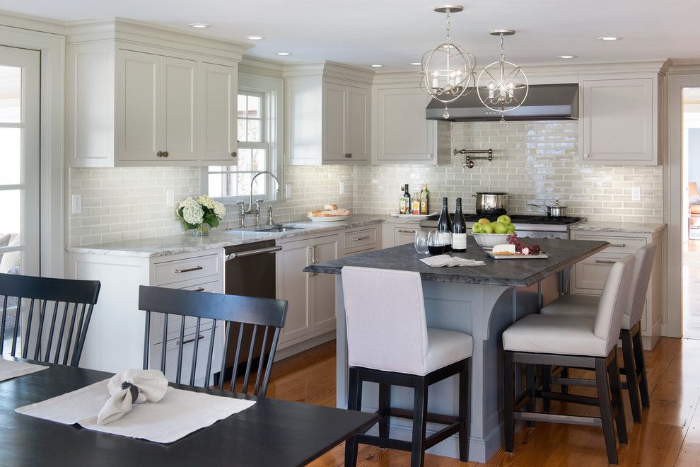 Boston Granite Exchange for a Traditional Kitchen with a Swivel Stools and Sudbury by Pinney Designs